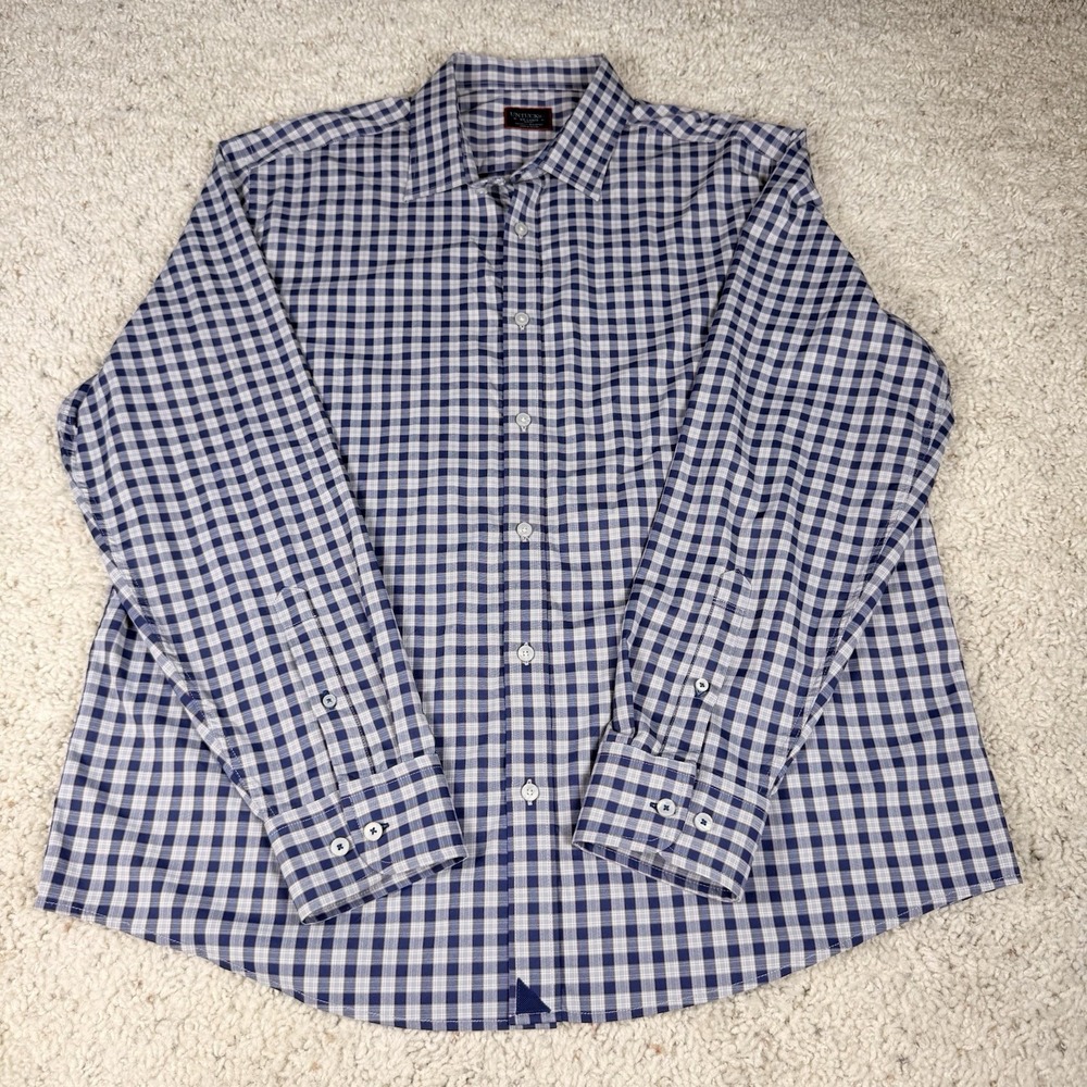 Untuckit Long Sleeve Button Up Men's XXL, 2XL Checkered Shirt Red White And Blue